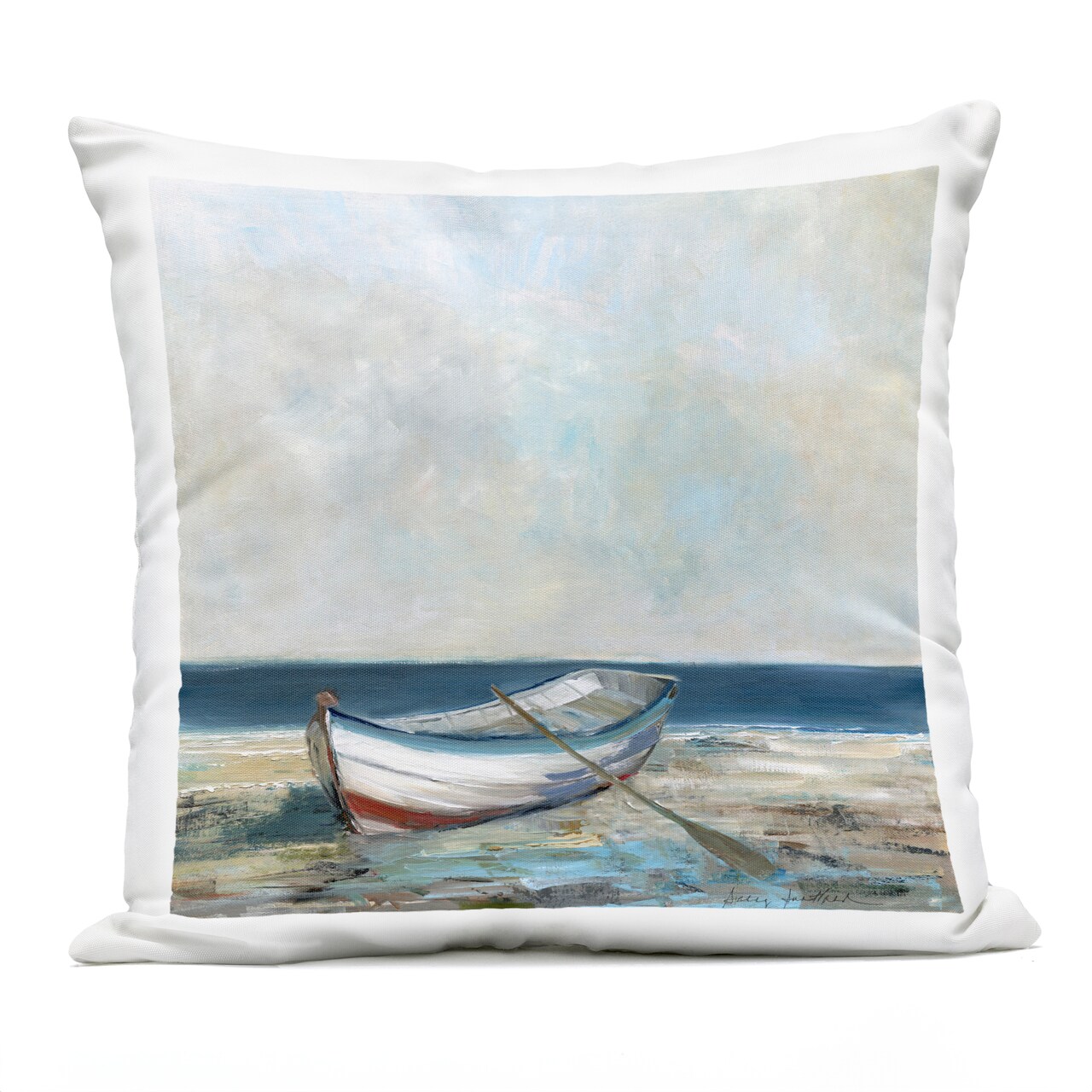 Stupell Industries Boat & Oar on Shore Outdoor Printed Pillow design by Sally Swatland, 18 x 7 x 18